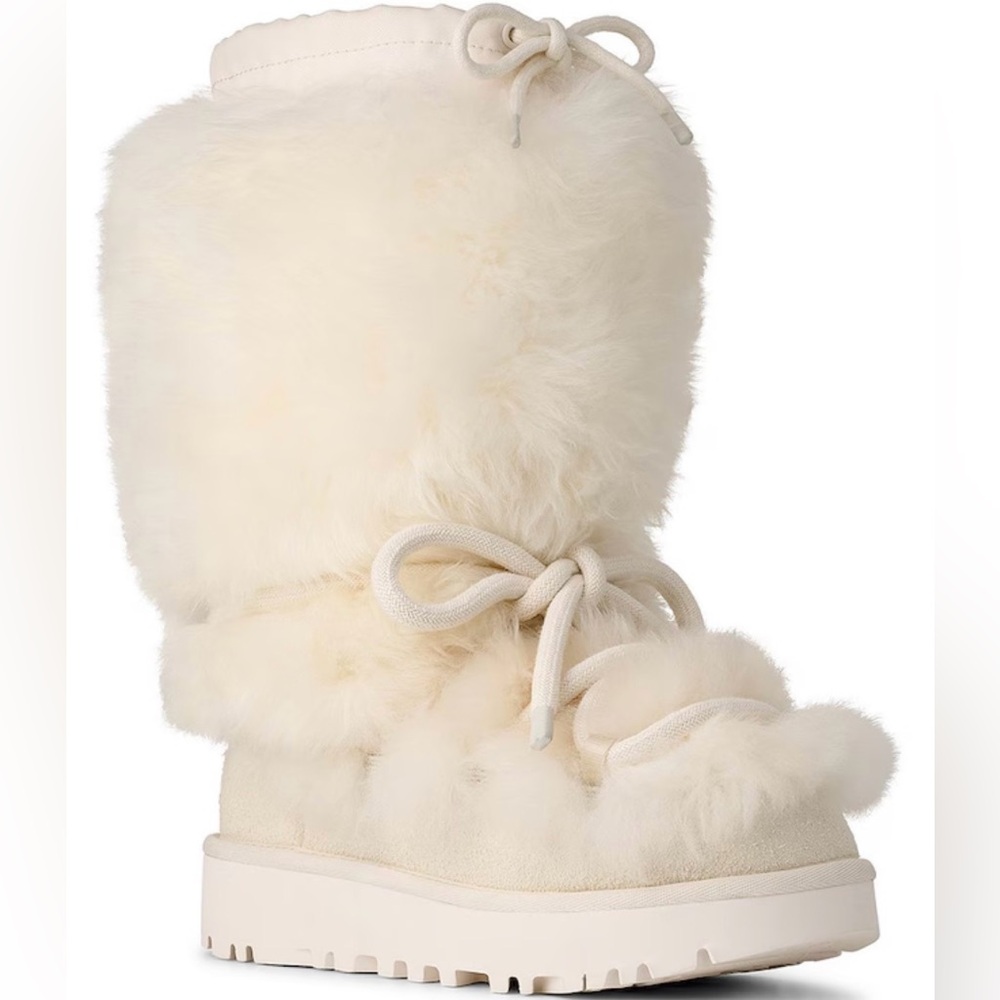 UGG Classic Tall Chalet Sheepskin Boots, Winter White size 10. Brand new in box.